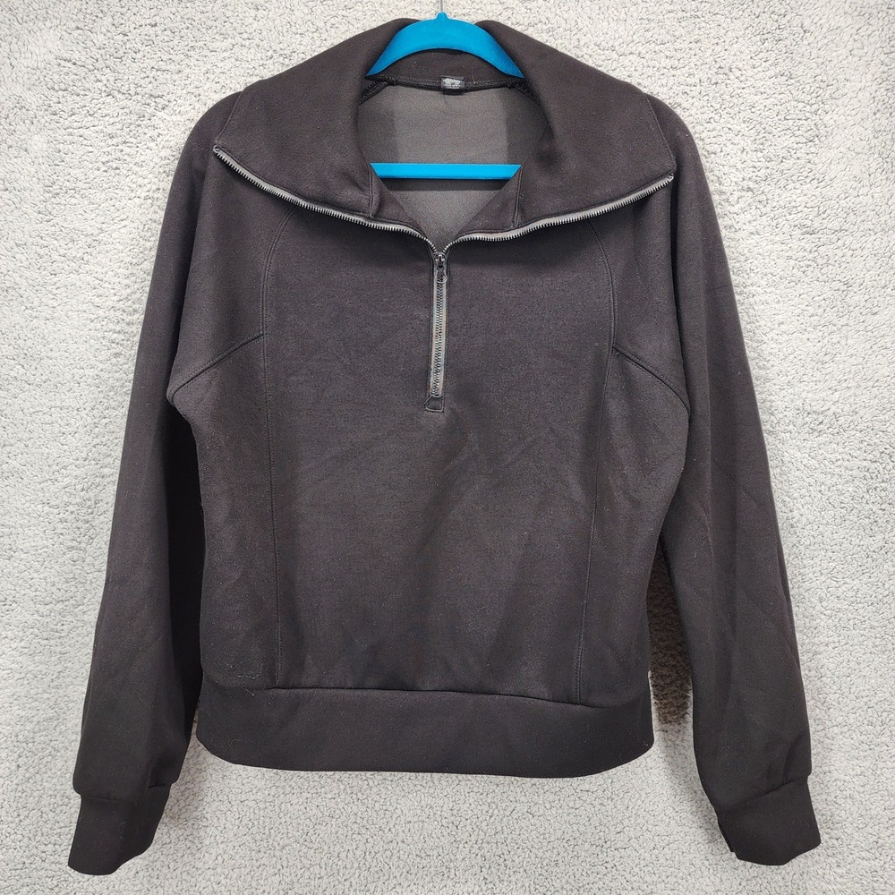 Prinbara‎ Black Collared Quarter Zip Sweatshirt Pullover Fleece Size XS